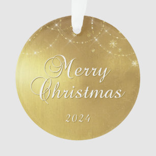 Gold Glam Frohe Weihnachts Couple Foto Ornament