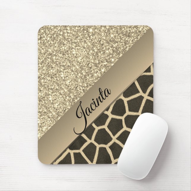 Gold Glam Giraffe Print Mousepad (Mit Mouse)