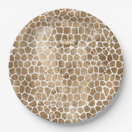 Gold Glam Giraffe Print Pappteller