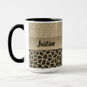 Gold Glam Giraffe Print Tasse