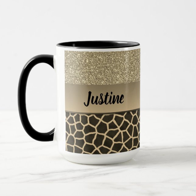 Gold Glam Giraffe Print Tasse (Links)