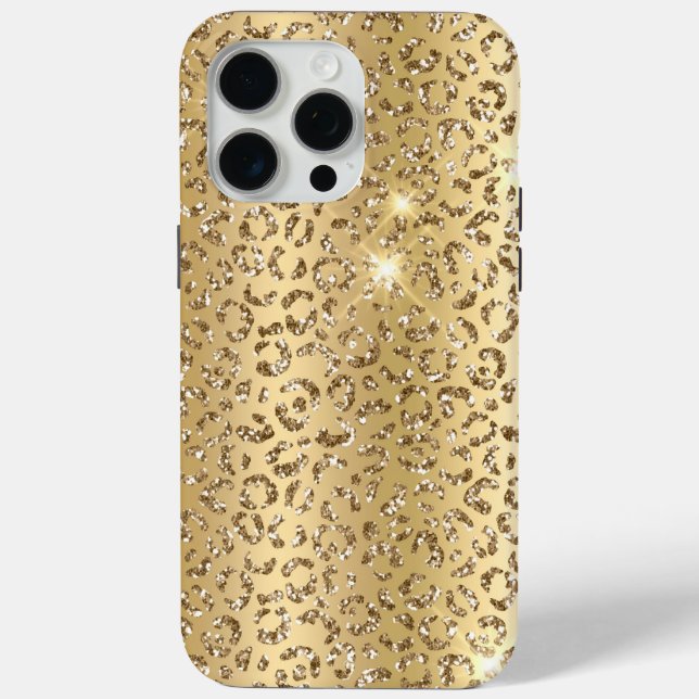 Gold Glam Glitter Leopard Case-Mate iPhone Hülle (Rückseite)