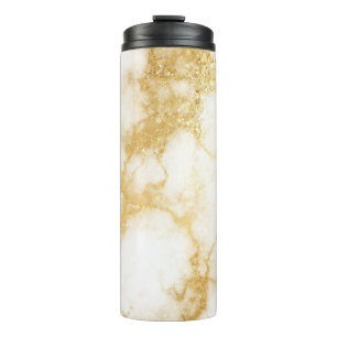 Gold Glam Glitter Marmor Thermosbecher