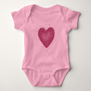 Gold Glam Glitter Rosa Herz Baby Strampler