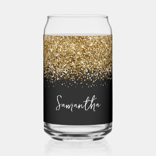 Gold Glam Glitzer auf Black Dosenglas