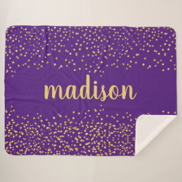 Gold Glam Glitzer Confetti | PERSONALISIERT LILA Sherpadecke