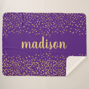 Gold Glam Glitzer Confetti PERSONALISIERT LILA Sherpadecke