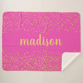 Gold Glam Glitzer Confetti | Personalisiert rosa Sherpadecke