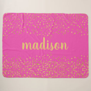 Gold Glam Glitzer Confetti Personalisiert rosa Sherpadecke