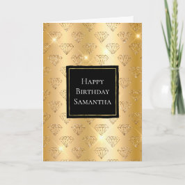 Gold Glam Glitzer Diamonds Birthday Karte