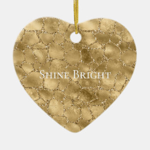 Gold Glam Glitzer Giraffe Leopard Print Keramik Ornament