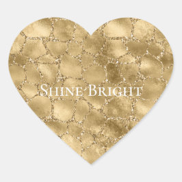 Gold Glam Glitzer Giraffe Print Herz-Aufkleber