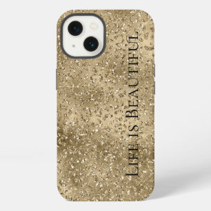 Gold Glam Glitzer Glitter Leopardenprint iPhone 13 Hülle