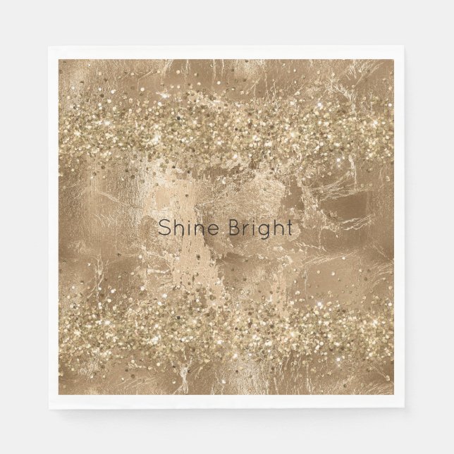 Gold Glam Glitzer Glitzern Serviette (Vorderseite)
