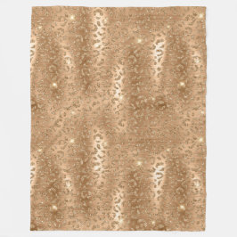 Gold Glam Glitzer Leopard Print Fleecedecke