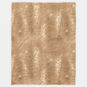 Gold Glam Glitzer Leopard Print Fleecedecke