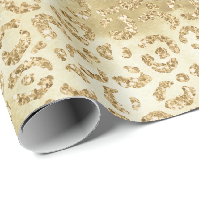 Gold Glam Glitzer Leopard Print Geschenkpapier (Rolleneckpunkt)