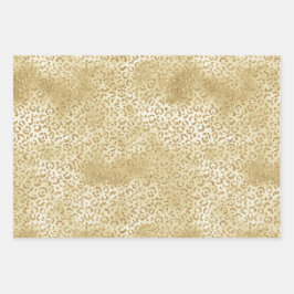 Gold Glam Glitzer Leopard Print Geschenkpapier Set