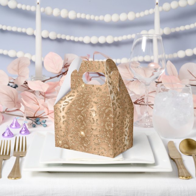 Gold Glam Glitzer Leopard Print Geschenkschachtel (Hochzeit)