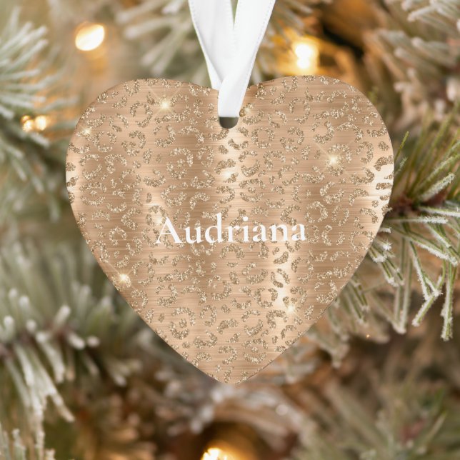 Gold Glam Glitzer Leopard Print Ornament (Baum)