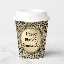 Gold Glam Glitzer Leopard Print Paper Pappbecher