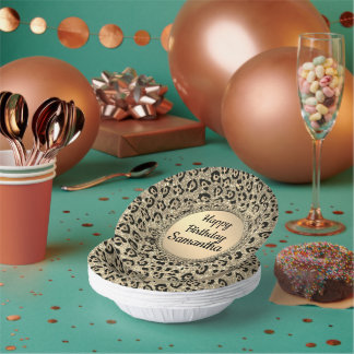 Gold Glam Glitzer Leopard Print Paper Pappteller