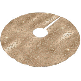 Gold Glam Glitzer Leopard Print Polyester Weihnachtsbaumdecke