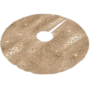 Gold Glam Glitzer Leopard Print Polyester Weihnachtsbaumdecke