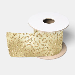 Gold Glam Glitzer Leopard Print Satinband