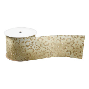 Gold Glam Glitzer Leopard Print Satinband