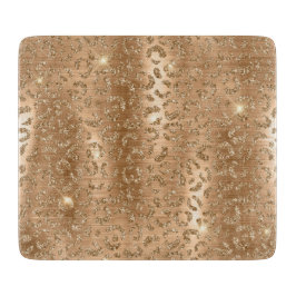 Gold Glam Glitzer Leopard Print Schneidebrett