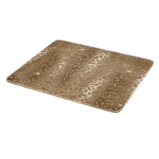 Gold Glam Glitzer Leopard Print Schneidebrett (Ecke)