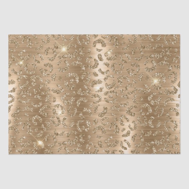Gold Glam Glitzer Leopard Print Seidenpapier (Vorderseite)