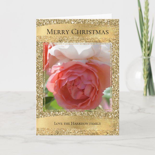 Gold Glam Glitzer Personalisiertes Foto Karte (Vorderseite)