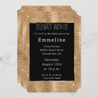 Gold Glam Glitzer Snake Skin Einladung