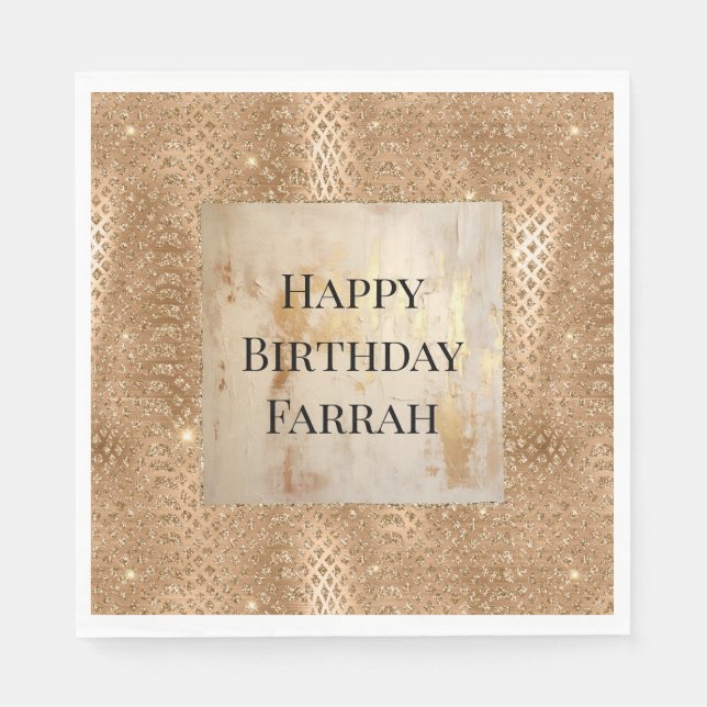 Gold Glam Glitzer Snake Skin Serviette (Vorderseite)