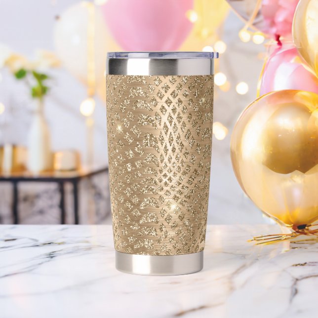 Gold Glam Glitzer Snake Skin Thermobecher (Bachelor Party)