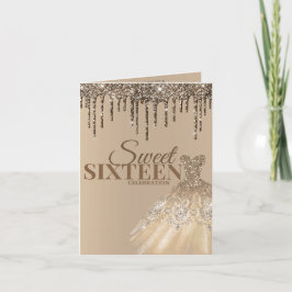 Gold Glam Glitzer Spark Sweet 16 Geburtstagsparty Einladung