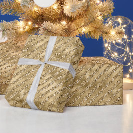 Gold Glam Glitzer Streifen Geschenkpapier