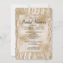 Gold Glam Glitzer Zebra Animal Brautparty Einladung