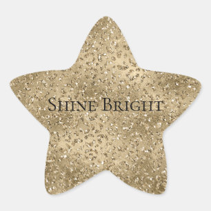 Gold Glam Glitzy Glitzer Leopard Print Stern-Aufkleber