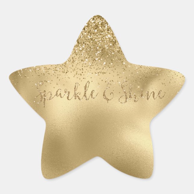 Gold Glam Glitzy Glitzer Sparkle Stern-Aufkleber (Vorderseite)