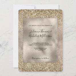 Gold Glam Glitzy Glitzer Wedding Einladung