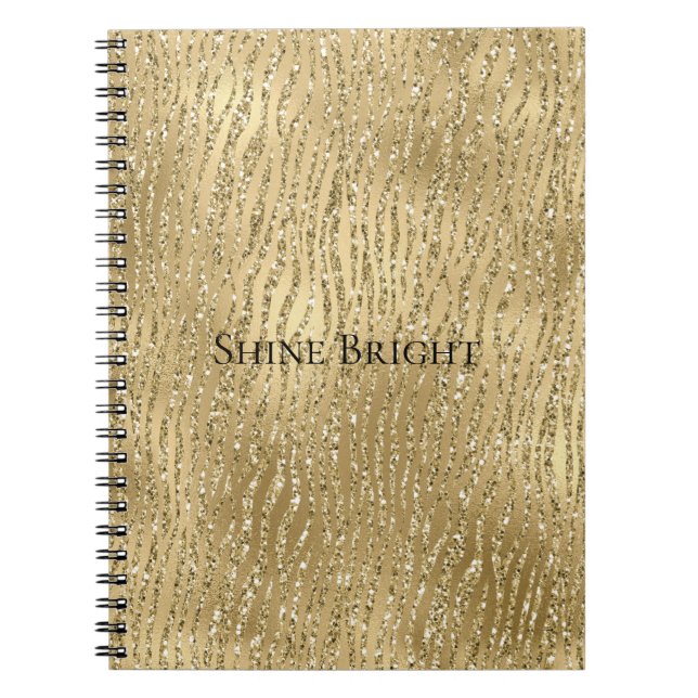 Gold Glam Glitzy Glitzer Zebra Print Notizblock (Vorderseite)