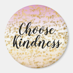 Gold Glam Hearts Confetti Pink Peach Ombre Magnet