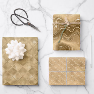 Gold Glam Hintergrund Geschenkpapier Set