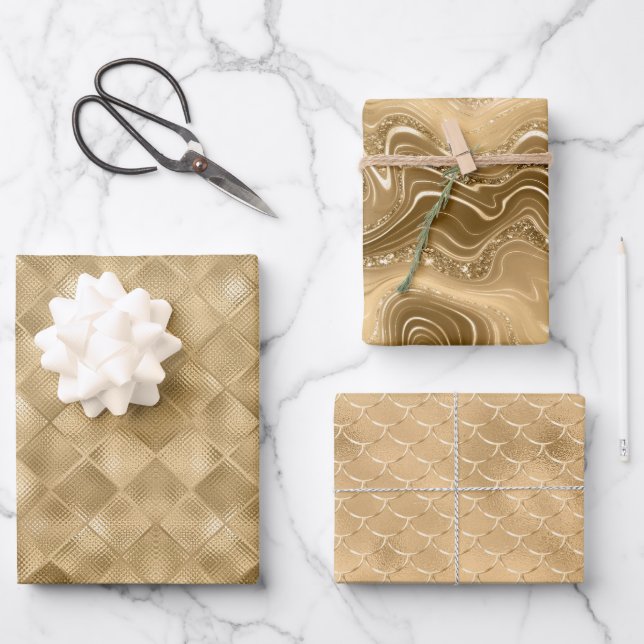 Gold Glam Hintergrund Geschenkpapier Set (Vorderseite)