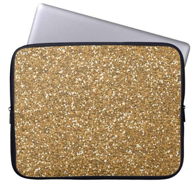 Gold Glam Imitate Glitzer Laptopschutzhülle (Vorderseite)