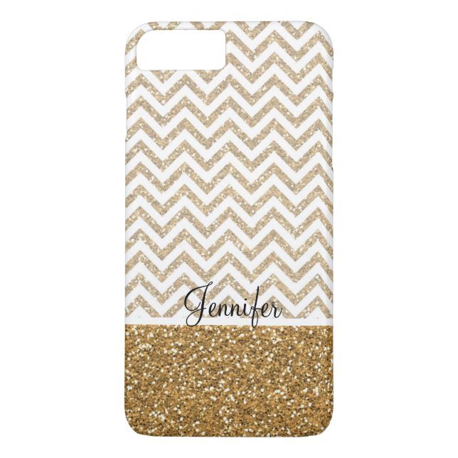 Gold Glam Imitate Glitzer Zickzack Case-Mate iPhone Hülle (Rückseite)