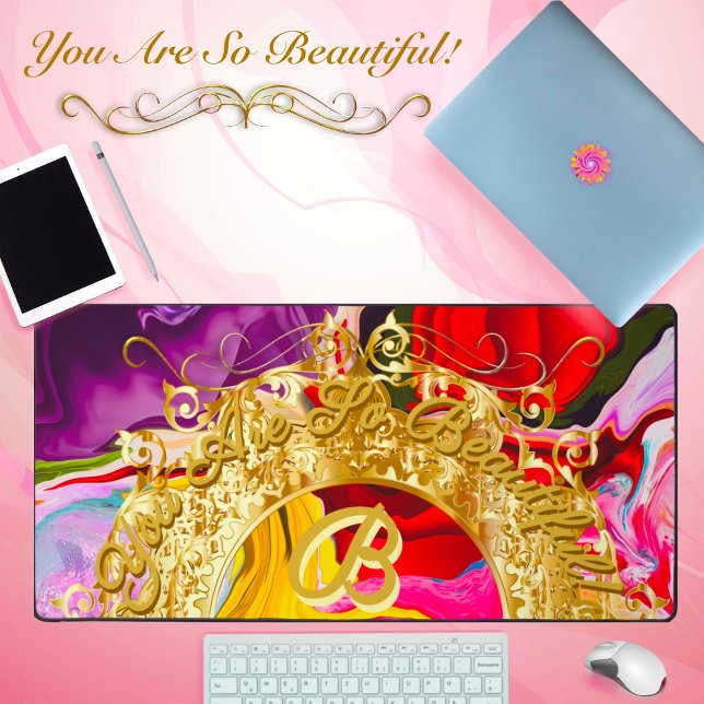 Gold Glam Initial B Monogram Motivation Abstrakt Schreibtischunterlage (Von Creator hochgeladen)